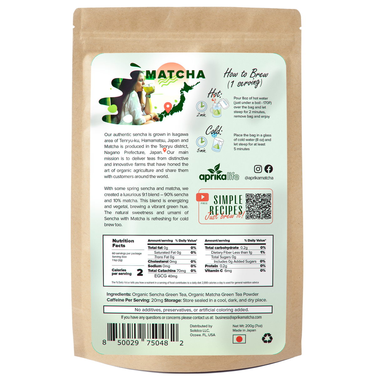 Japanese Matcha Green Tea Bags by Aprika Life