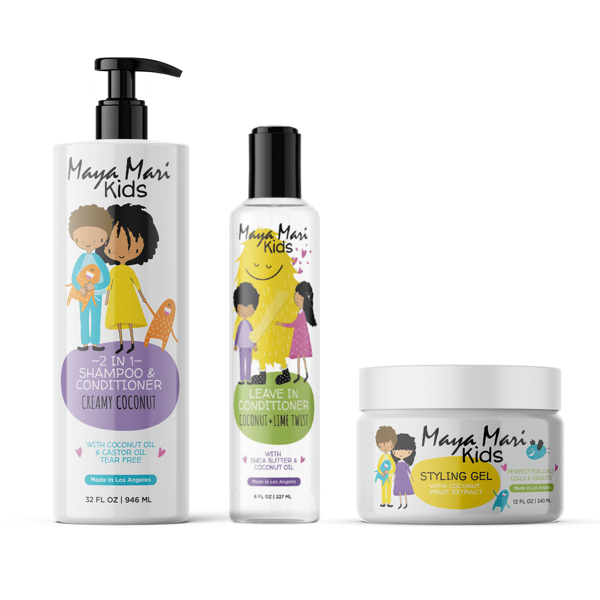 Maya Mari Kids Curly Hair Set for Coilies, Curlies, and Flyaways: 2in1 Shampoo, Leave-In Conditioner, and Hair Gel - Perfect for Your Little One's Curly and Wavy Hair! by  Los Angeles Brands