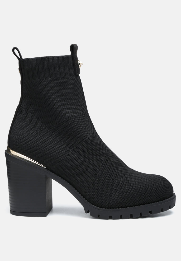 medusa knitted block heel ankle boots by London Rag