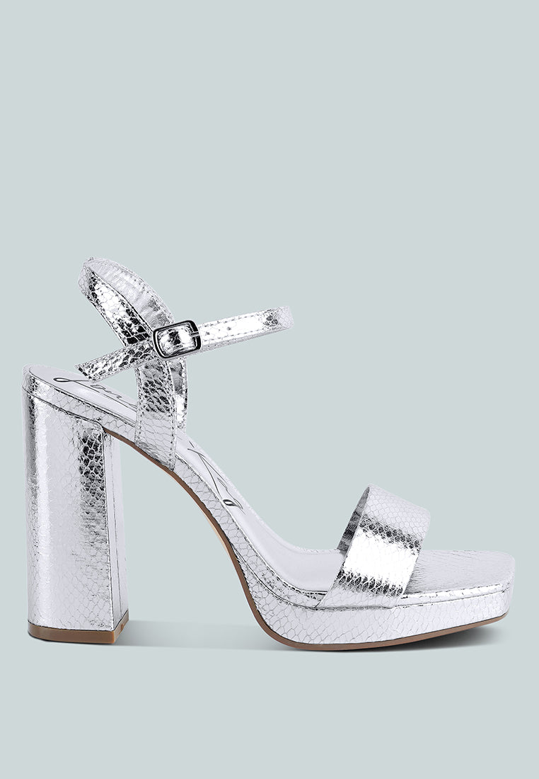 merengue textured high block heel sandals by London Rag