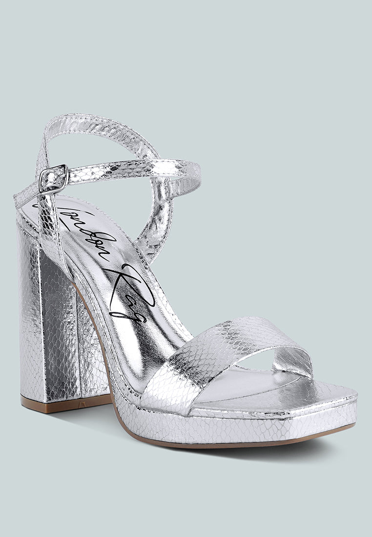 merengue textured high block heel sandals by London Rag