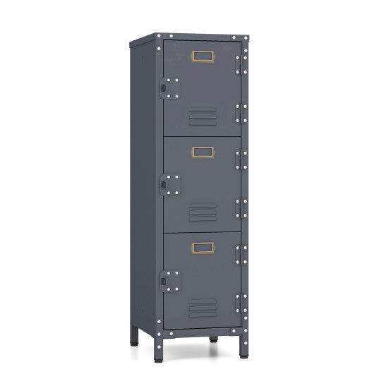 Metal Storage Locker with 3 Lockable Doors and Adjustable Feet