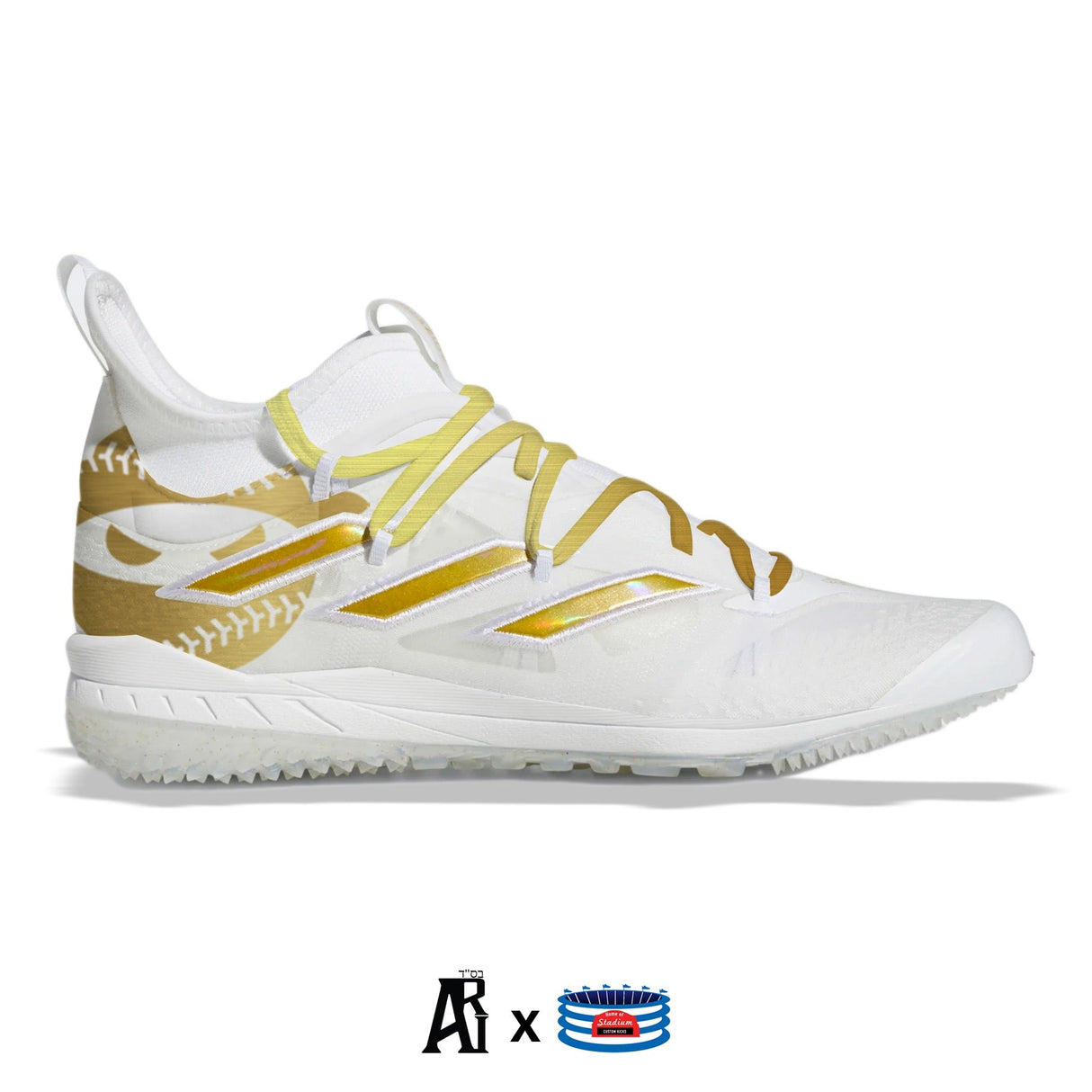 "Gold Pitching Ninja" Adidas Adizero Afterburner NWV Turf Shoes by Stadium Custom Kicks