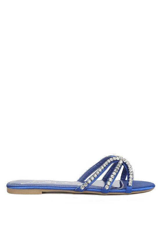 Mezzie Dimante Strap Flat Sandals - Vysn