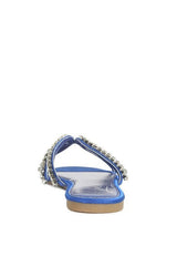 Mezzie Dimante Strap Flat Sandals - Vysn