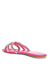 Mezzie Dimante Strap Flat Sandals - Vysn