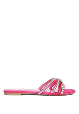 Mezzie Dimante Strap Flat Sandals - Vysn