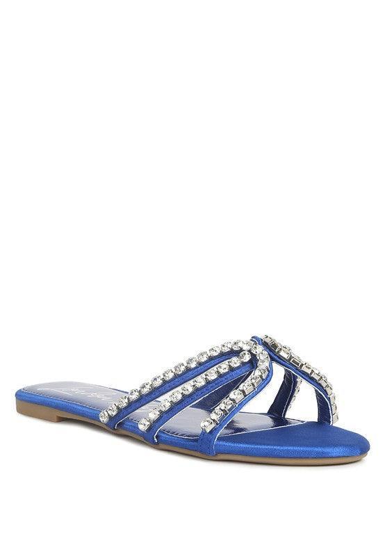 Mezzie Dimante Strap Flat Sandals - Vysn