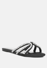 mezzie diamante embellished flat sandals by London Rag