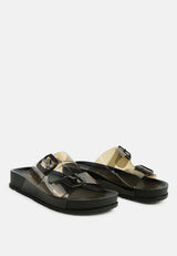 minata platform buckled slide sandals by London Rag