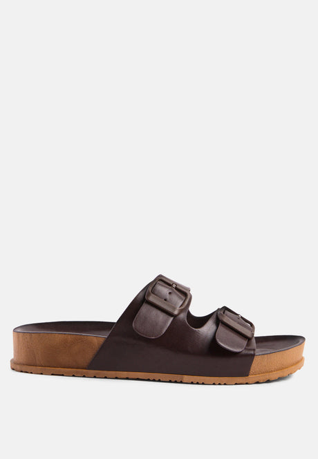 minata platform buckled slide sandals by London Rag