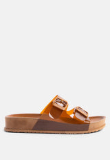 minata platform buckled slide sandals by London Rag