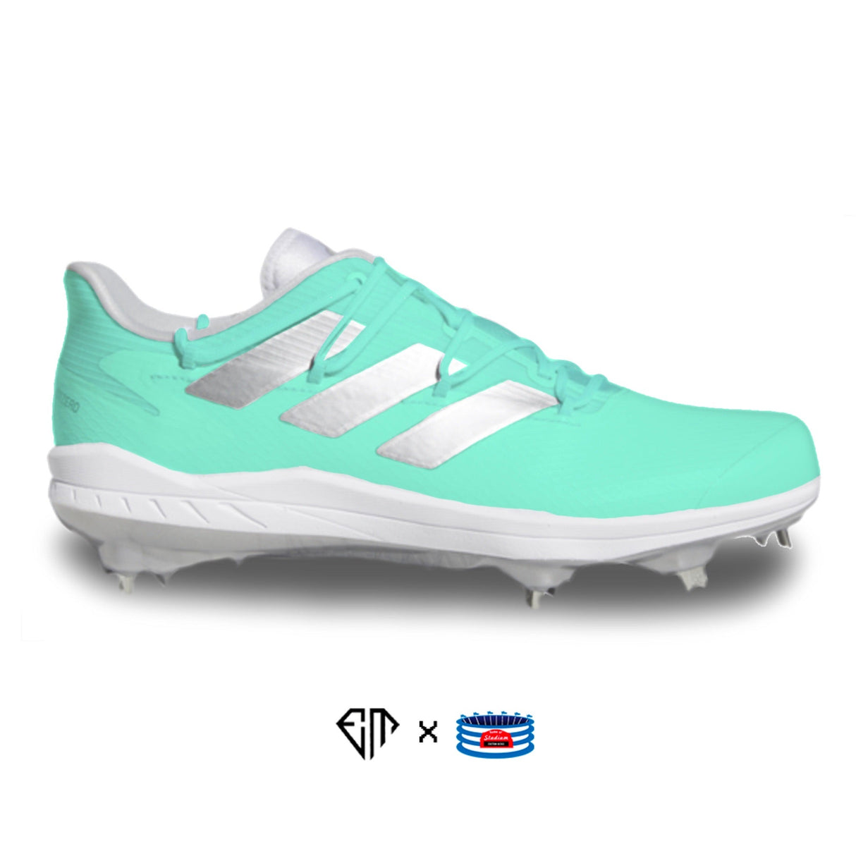 "Mint" Adidas Adizero Afterburner 8 Cleats by Stadium Custom Kicks