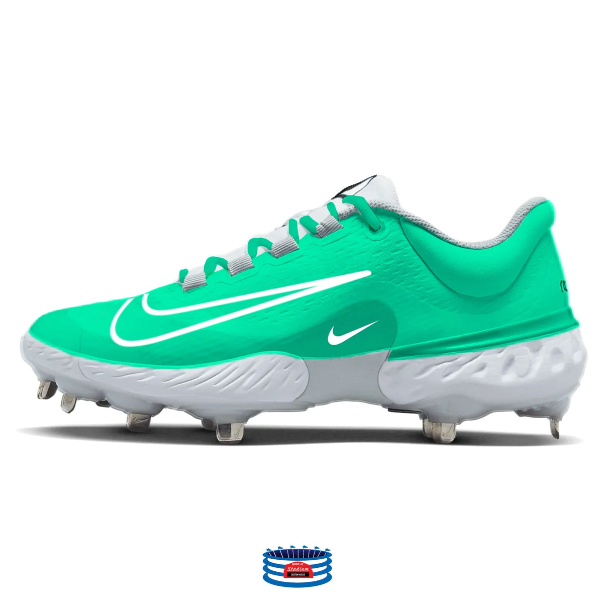 "Mint" Nike Alpha Huarache Elite 4 Low Cleats by Stadium Custom Kicks