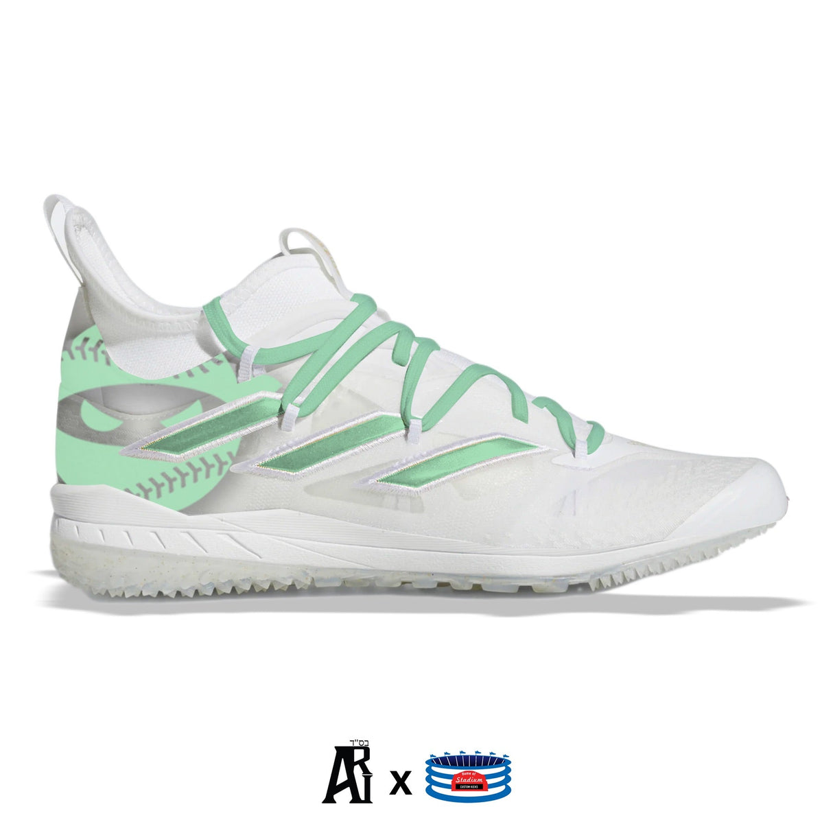 "Mint Pitching Ninja" Adidas Adizero Afterburner NWV Turf Shoes by Stadium Custom Kicks