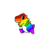 LGBTQ Tyrannosaurus Rex Cartoon - Bubble-free stickers by Proud Libertarian