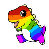 LGBTQ Tyrannosaurus Rex Cartoon - Bubble-free stickers by Proud Libertarian