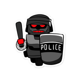 InHuman Police Robot Cartoon - Bubble-free stickers by Proud Libertarian