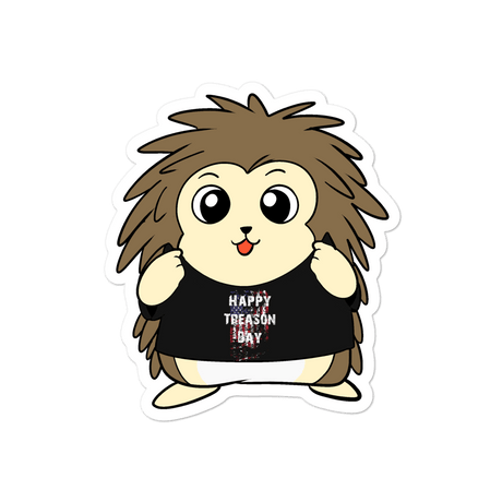 Happy Treason Day Cartoon Porcupine - Bubble-free stickers by Proud Libertarian