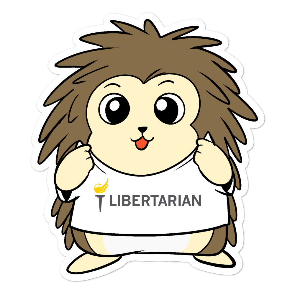 Libertarian Party Cartoon Porcupine - Bubble-free stickers by Proud Libertarian