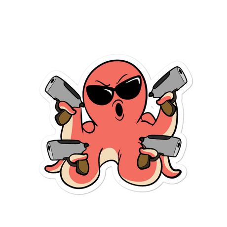 Second Amendment Octopus Cartoon - Bubble-free stickers by Proud Libertarian