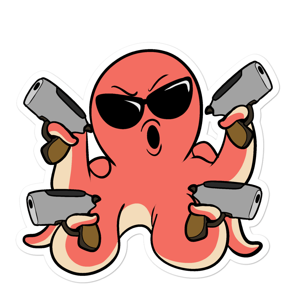 Second Amendment Octopus Cartoon - Bubble-free stickers by Proud Libertarian