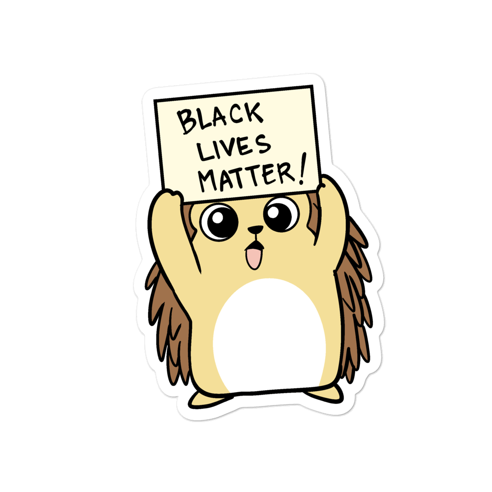 Black Lives Matter Porcupine Cartoon - Bubble-free stickers by Proud Libertarian