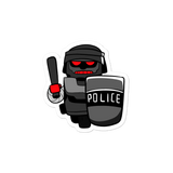 InHuman Police Robot Cartoon - Bubble-free stickers by Proud Libertarian