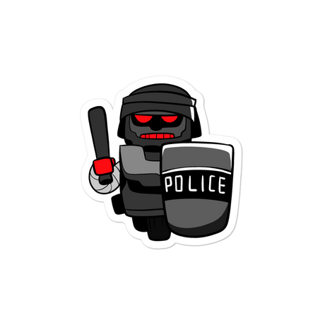 InHuman Police Robot Cartoon - Bubble-free stickers by Proud Libertarian