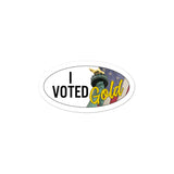 I Voted Gold - Vote Stickers 1 x 2 Ovals (Quantity 8) by Proud Libertarian