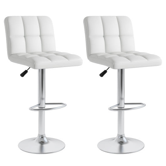 Modern Bat Stools Set of 2 with Back and Heavy-duty Metal Base and Footrest-White