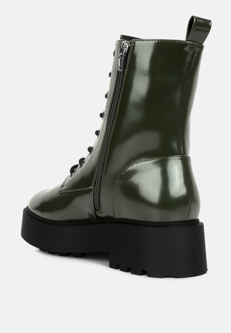 molsh faux leather ankle biker boots by London Rag