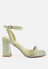 mooncut ankle strap block heel sandals by London Rag