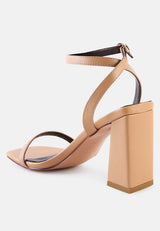 mooncut ankle strap block heel sandals by London Rag