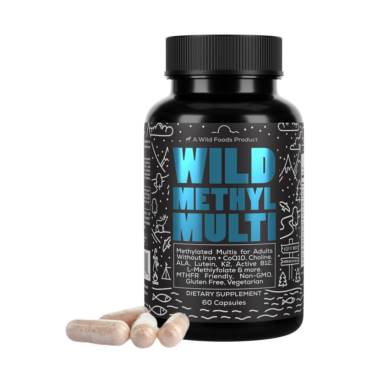 Wild Methylated Whole Food Multivitamin for Men and Women Iron-Free by Wild Foods