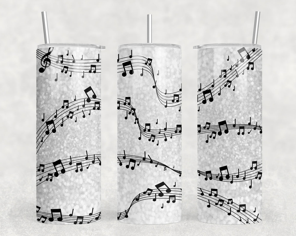 Music Notes|Skinny Tumbler|Optional Bluetooth Speaker| Speaker Color Varies by Rowdy Ridge Co