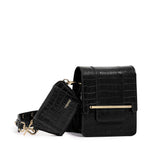 Paloma Box Bag + Celeste Wallet in Black Croc by Naissant NYC