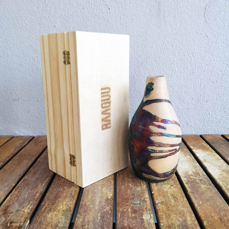 Natsu Ceramic Raku Pottery Vase with Gift Box by RAAQUU