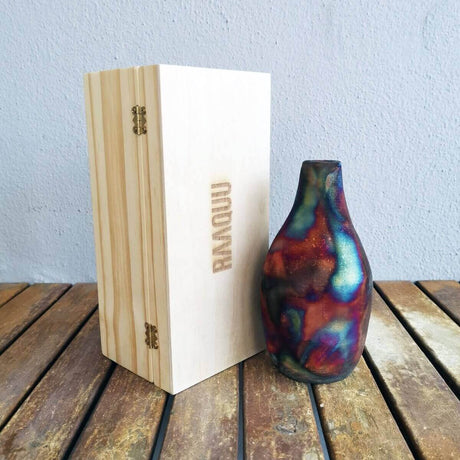 Natsu Ceramic Raku Pottery Vase with Gift Box by RAAQUU