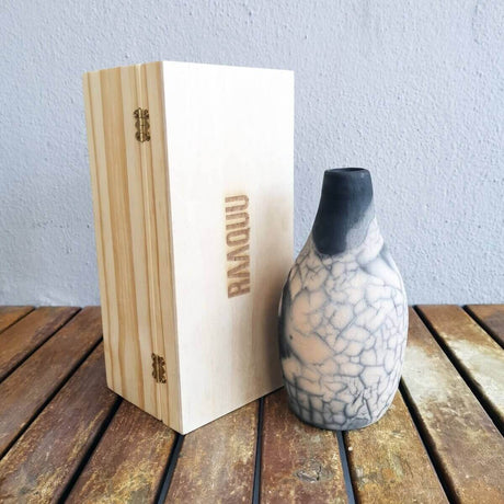 Natsu Ceramic Raku Pottery Vase with Gift Box by RAAQUU