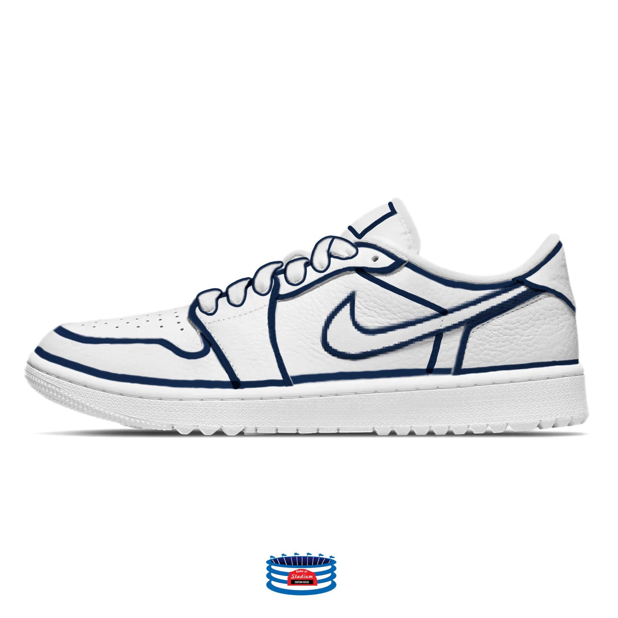 "Navy Blue Lines" Jordan 1 Golf Shoes by Stadium Custom Kicks