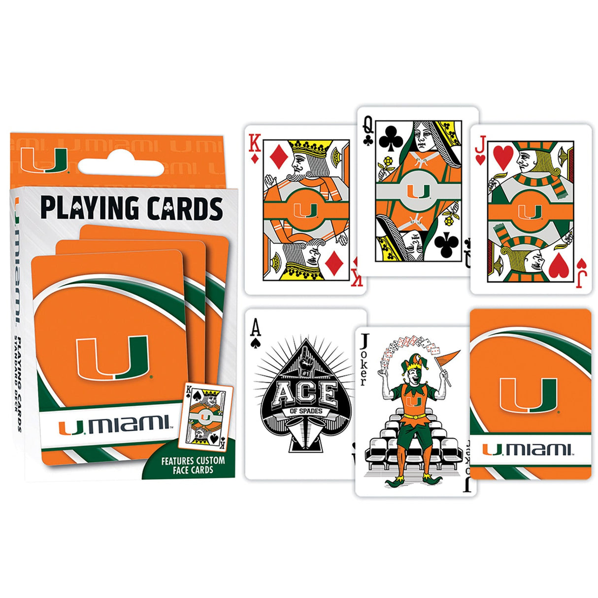 Miami Hurricanes Playing Cards - 54 Card Deck by MasterPieces Puzzle Company INC