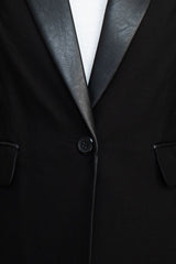 Zac & Rachel notched collar long sleeve one button closure stretch crepe blazer by Curated Brands