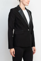 Zac & Rachel notched collar long sleeve one button closure stretch crepe blazer by Curated Brands