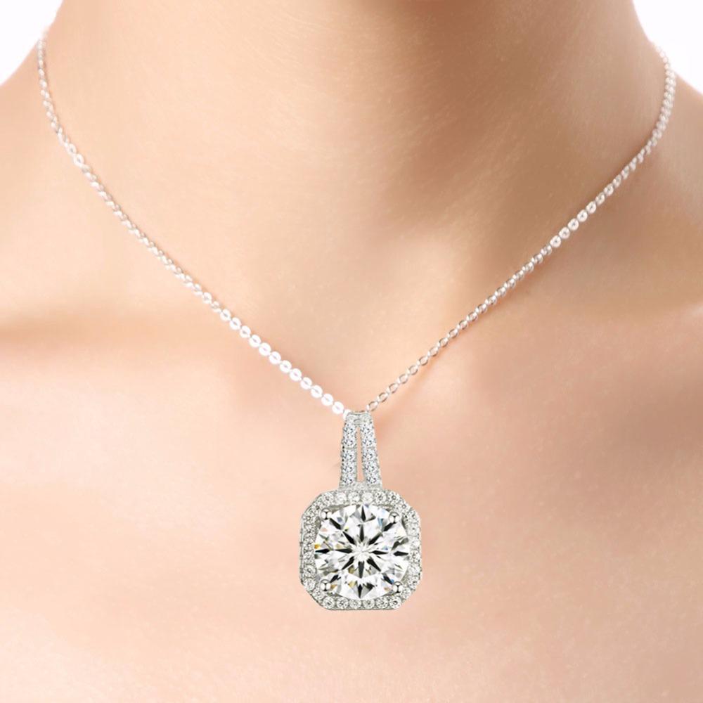 Two Carat Halo Cubic Zirconia Pendant Necklace by Hollywood Sensation®