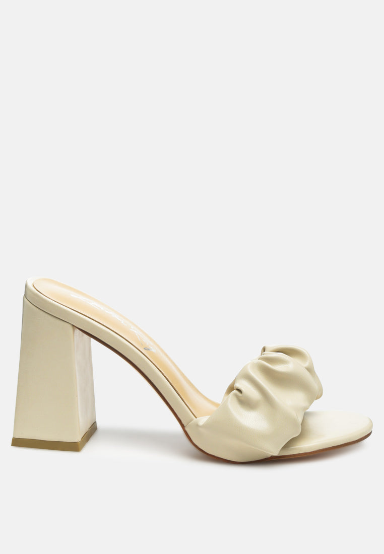 noie ruched strap block heel sandals by London Rag