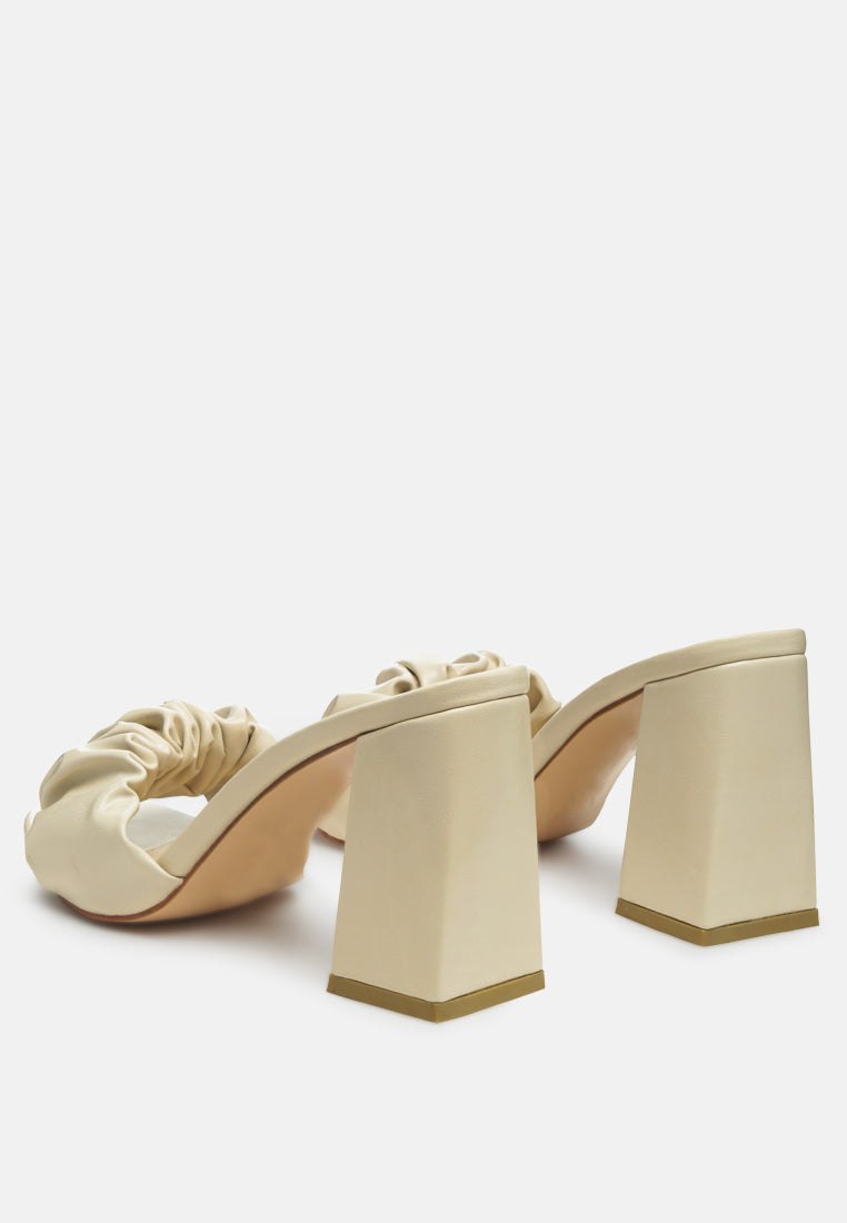 noie ruched strap block heel sandals by London Rag