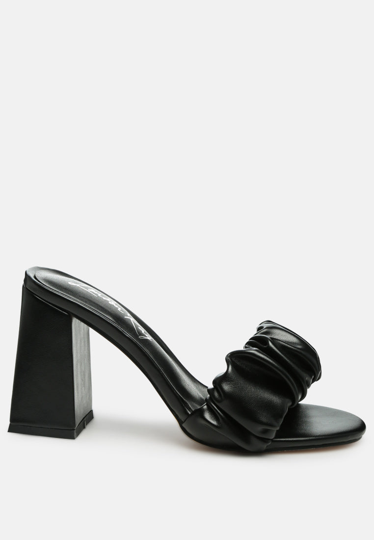 noie ruched strap block heel sandals by London Rag