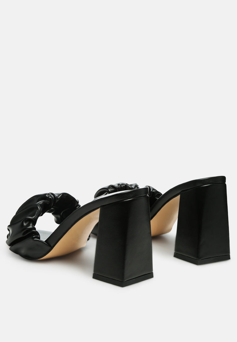 noie ruched strap block heel sandals by London Rag