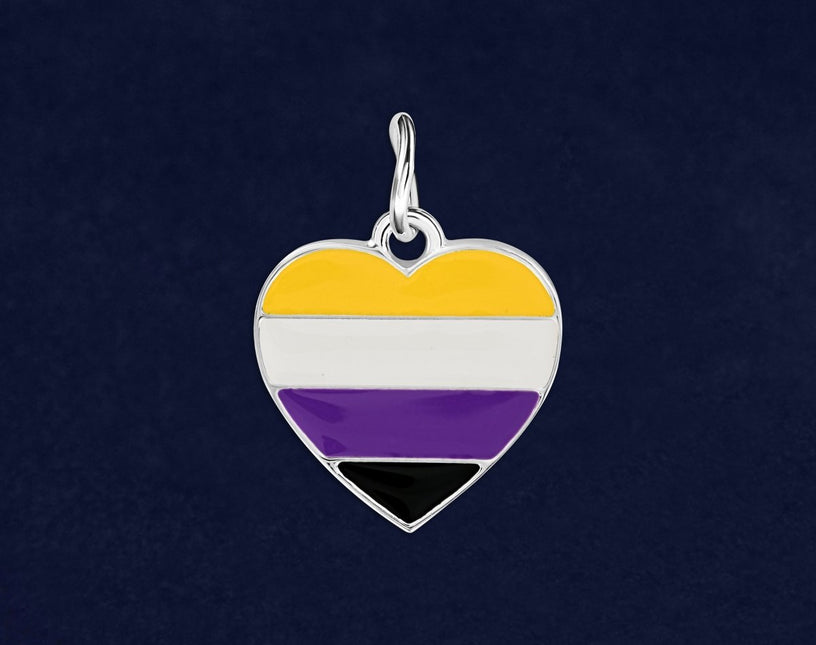 Non-Binary Flag Heart Charms by Fundraising For A Cause